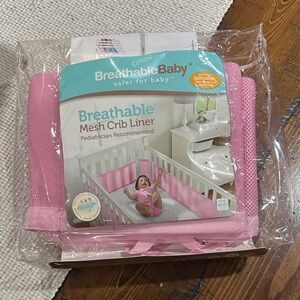 BreathableBaby Pink Mesh Crib Liner and fitted crib sheet